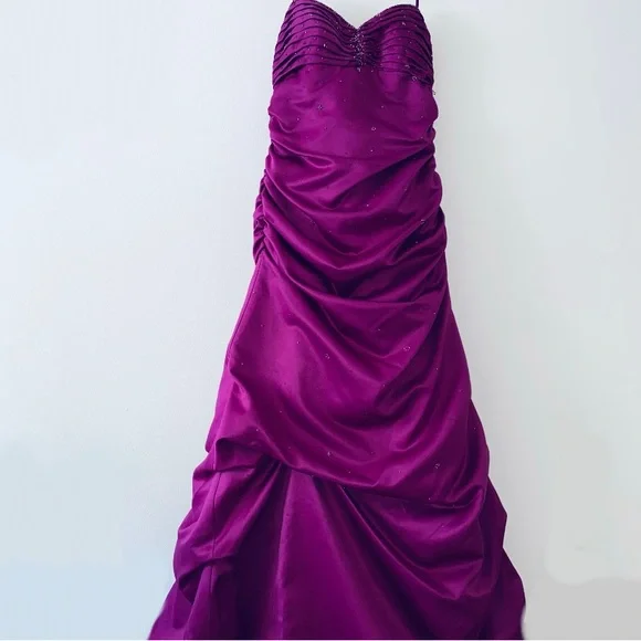 Betsy & Adam | Dresses | Betsy Adam Dark Purple Ruched Sequin Glitter Prom  Dress | Poshmark